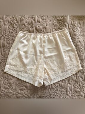 Satin Champagne Lace Shorts - Size M